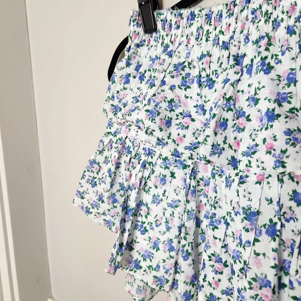 LOVESHACKFANCY Blue Floral Blue Jay Song Mini Skirt